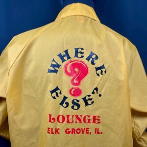 Vtg Windbreaker Where Else Lounge Men's Medium Mustard Jacket Elk Grove Illinois